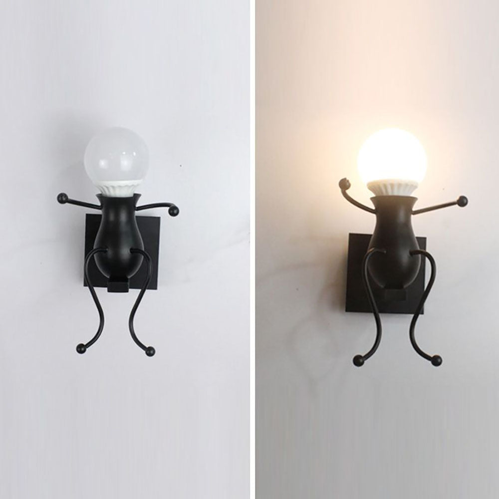 Arisha Modern Decorative Man Metal Wall Lamp, White/Black