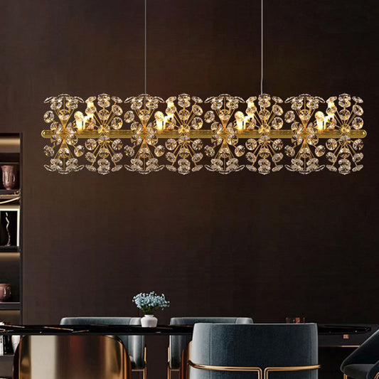 Arisha luxe lineaire/bloemkroonluchter, goud, metaal/kristal