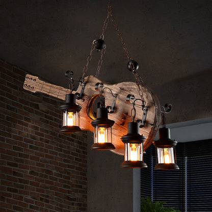 Epoch Retro Guitar Metal & Wood Pendant Light, 4 Heads