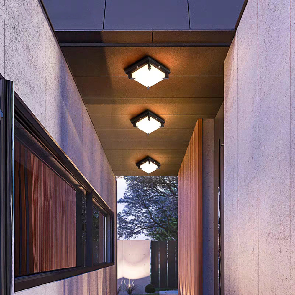 Ray Modern Flush Mount Ceiling Light, Metal/, Square/Round, Black/Brown