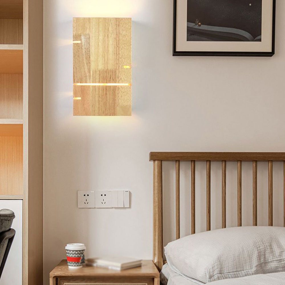 Muto Wandleuchte, rechteckig, minimalistisch, für Nachttisch, Holz, Schlafzimmer
