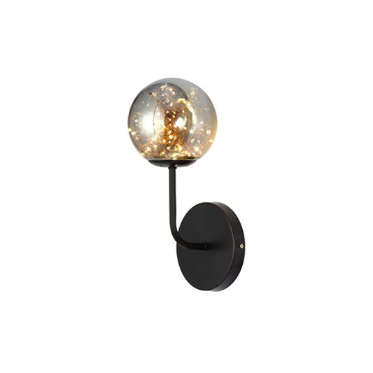 Valentina Wandleuchte Sternenkugel Art Deco, Schwarz/Gold, Schlafzimmer