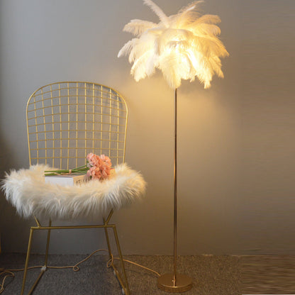 O'Moore Modern Natural Ostrich Feather Gold-plated Floor Lamp