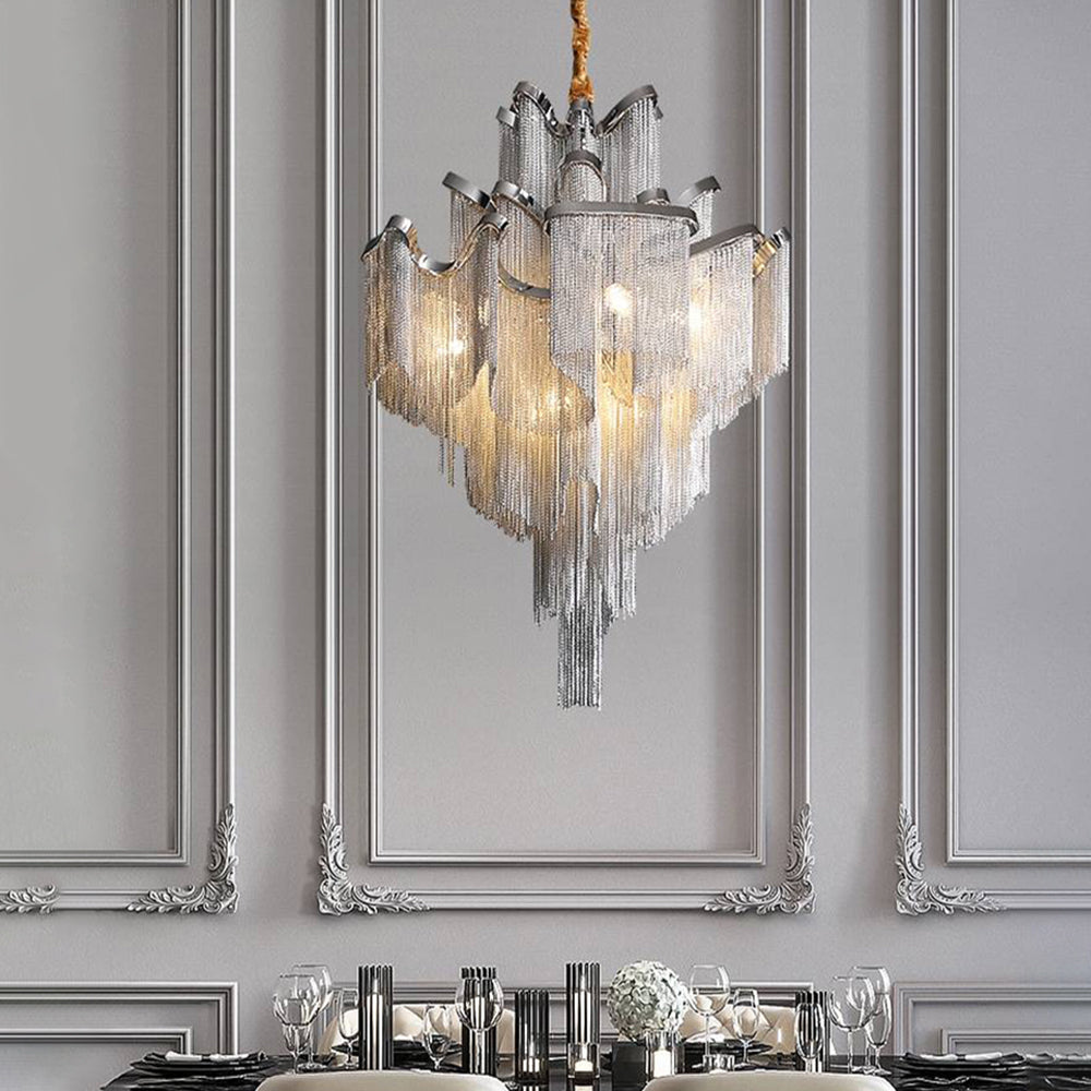 Lustre en argent à pampilles Arisha, DIA 60/80/100CM