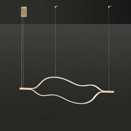 Arisha LED Linear Minimalist Wave Golden Leaf Shaped Pendant Light