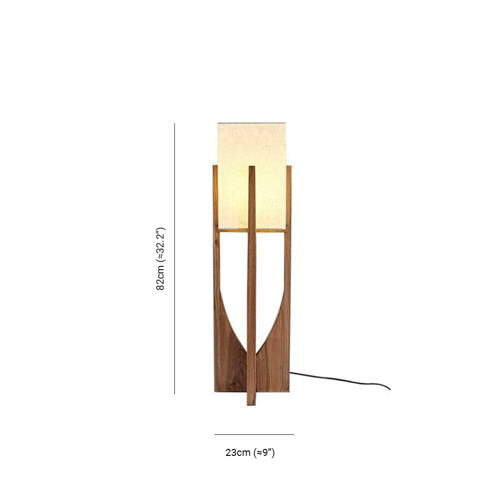 Natürliche rechteckige Stehlampe aus Holz/Stoff von Ozawa