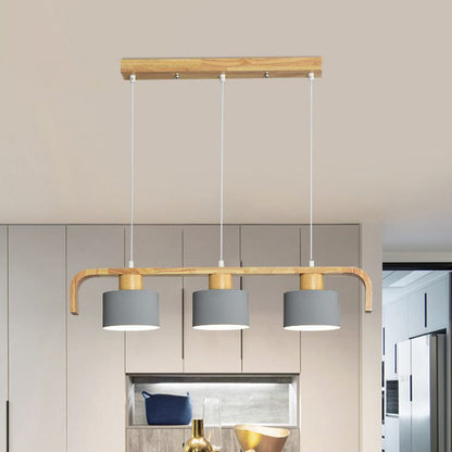 Valentina Pendant Light Cylinder Nordic, Bamboo, White/Green/Gray, Bedroom