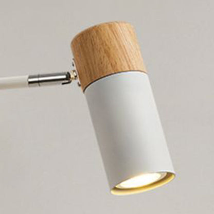 Muto Nordic Can Shaped Adjustable Wall Lamp, Metal/Wood, White