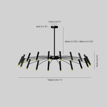 Arisha Modern Blown Linear Metal Multi-heads Chandelier