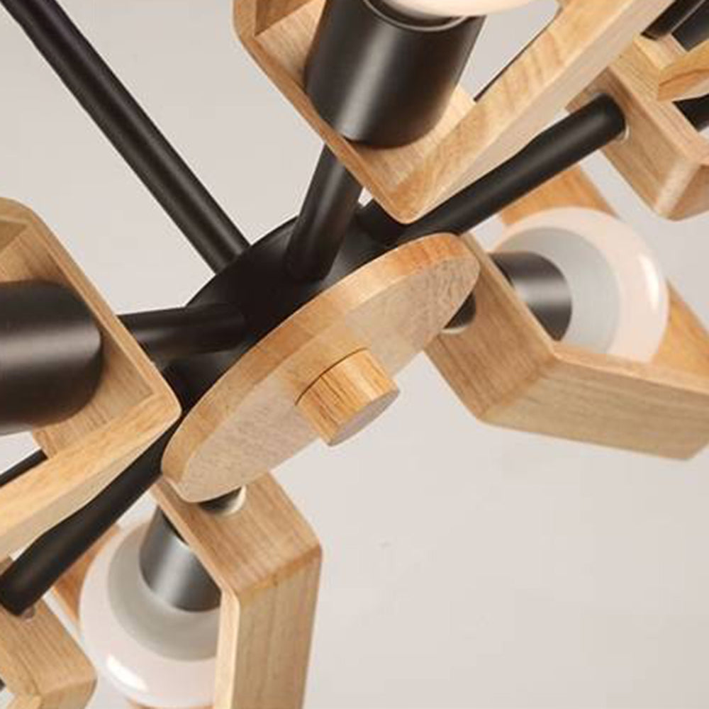 Muto moderne nordische Rotatale-Pendelleuchte, Holz, 3 Stile