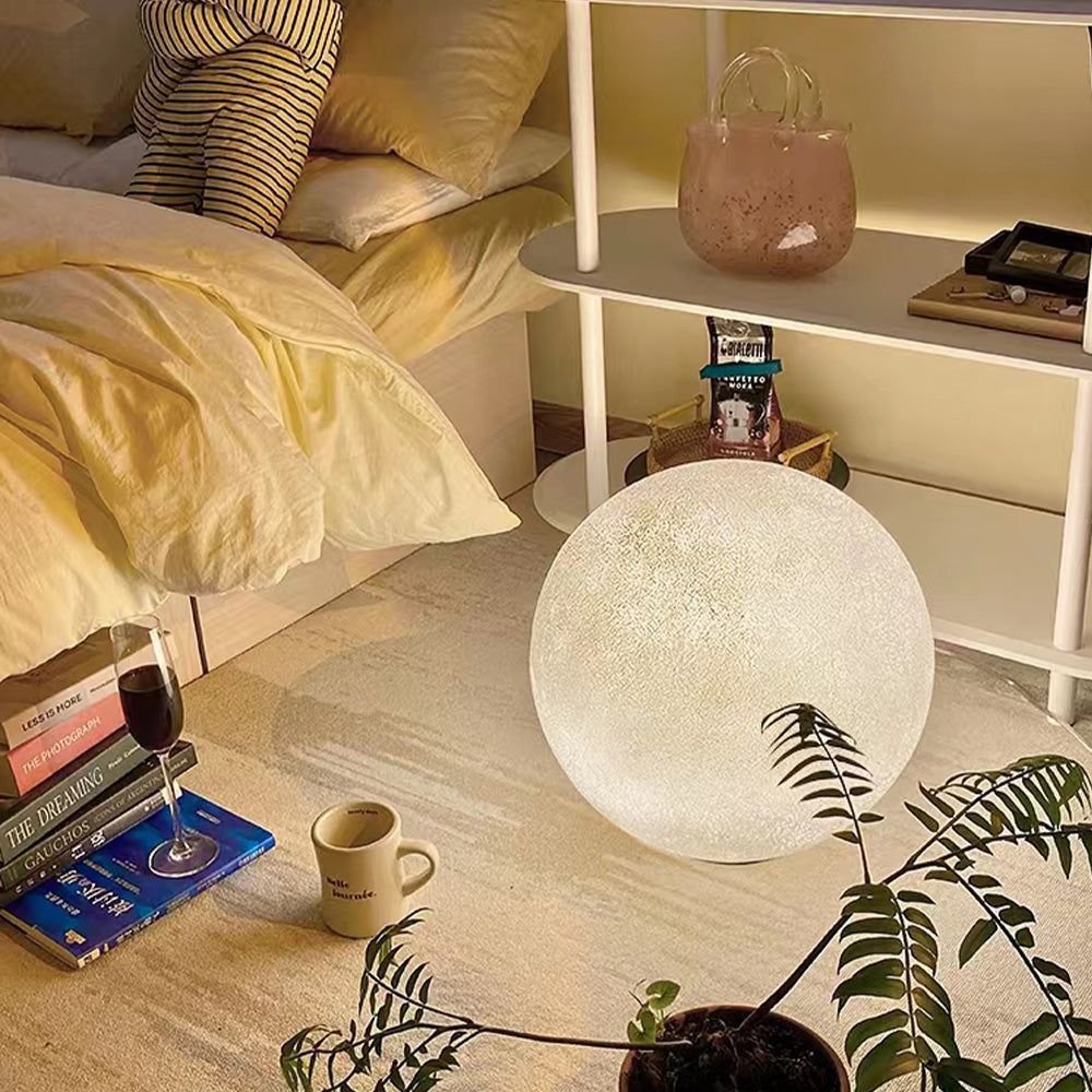 Mira Lampadaire décoratif moderne de rêve, globe lunaire, résine, chambre à coucher