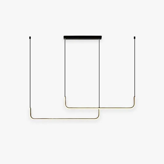 Clen Modern Linear Pendant Light Double Frame, Black/Gold