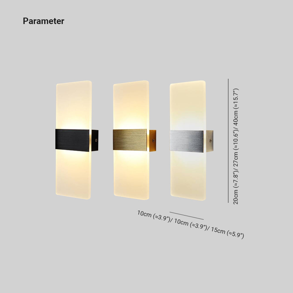 Arisha Rectangular Wall Lamp, 3 Colour