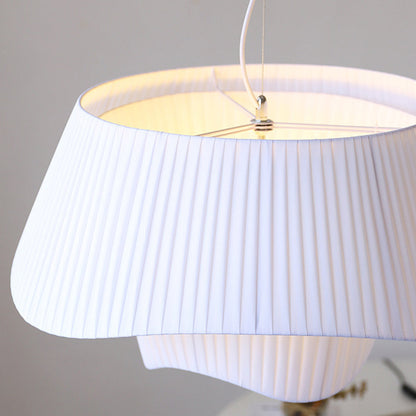 Ritta French Country Fabric/Metal Pendant Light, White