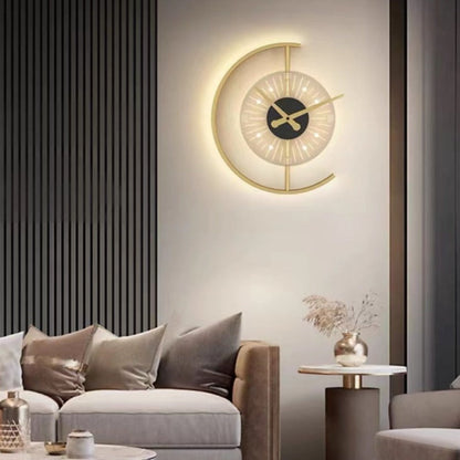 Arisha Horloge moderne en métal/applique murale LED, noir/doré