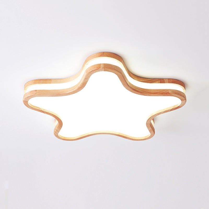 Arisha Unterputz-Deckenleuchte in Mond-/Wolken-/Sternform, Holz und Arcylic