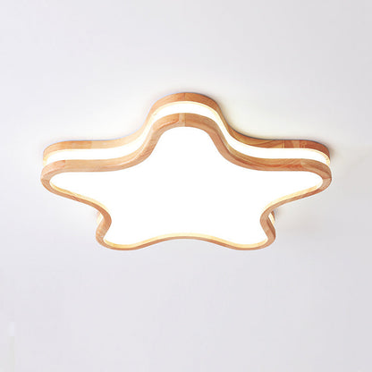 Arisha Unterputz-Deckenleuchte in Mond-/Wolken-/Sternform, Holz und Arcylic