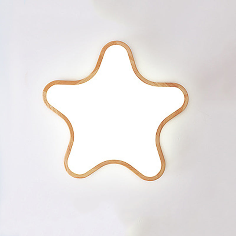 Arisha Unterputz-Deckenleuchte in Mond-/Wolken-/Sternform, Holz und Arcylic