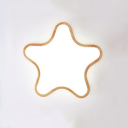 Arisha Unterputz-Deckenleuchte in Mond-/Wolken-/Sternform, Holz und Arcylic