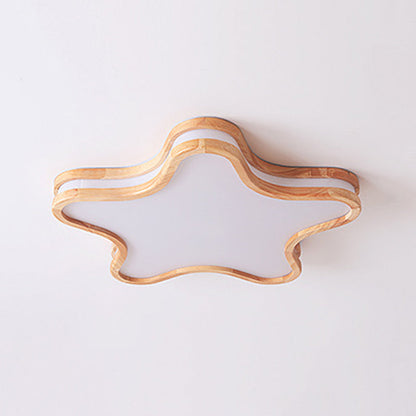 Arisha Unterputz-Deckenleuchte in Mond-/Wolken-/Sternform, Holz und Arcylic