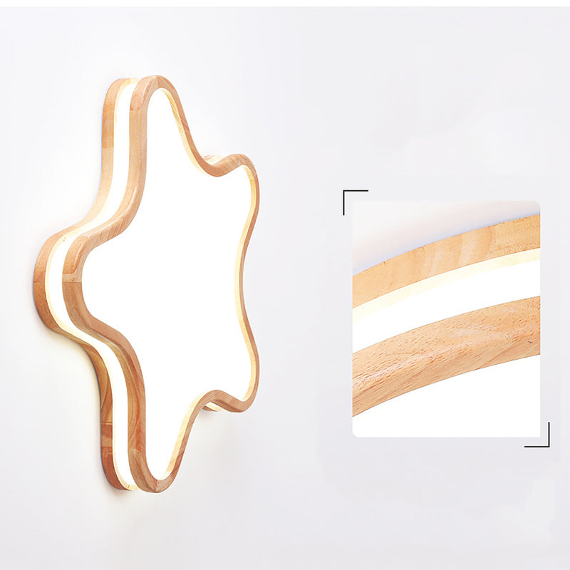 Arisha Unterputz-Deckenleuchte in Mond-/Wolken-/Sternform, Holz und Arcylic