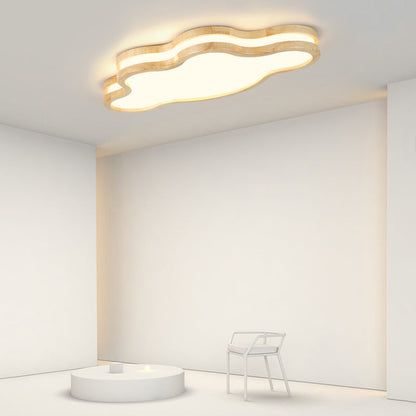 Arisha Unterputz-Deckenleuchte in Mond-/Wolken-/Sternform, Holz und Arcylic