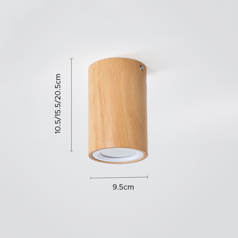 Plafonnier moderne en bois Muto, cylindrique, couloir/balcon