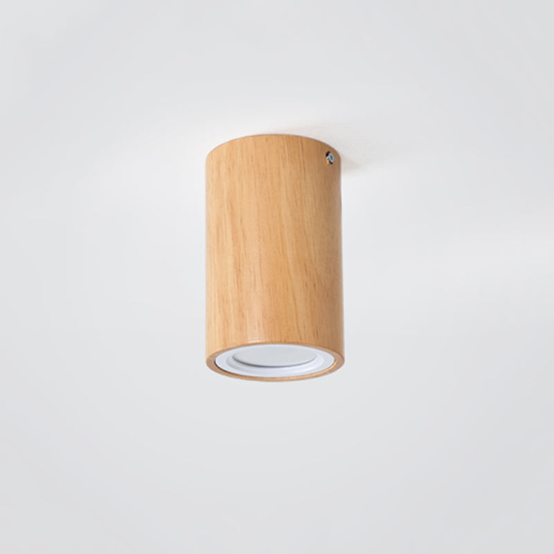 Plafonnier moderne en bois Muto, cylindrique, couloir/balcon