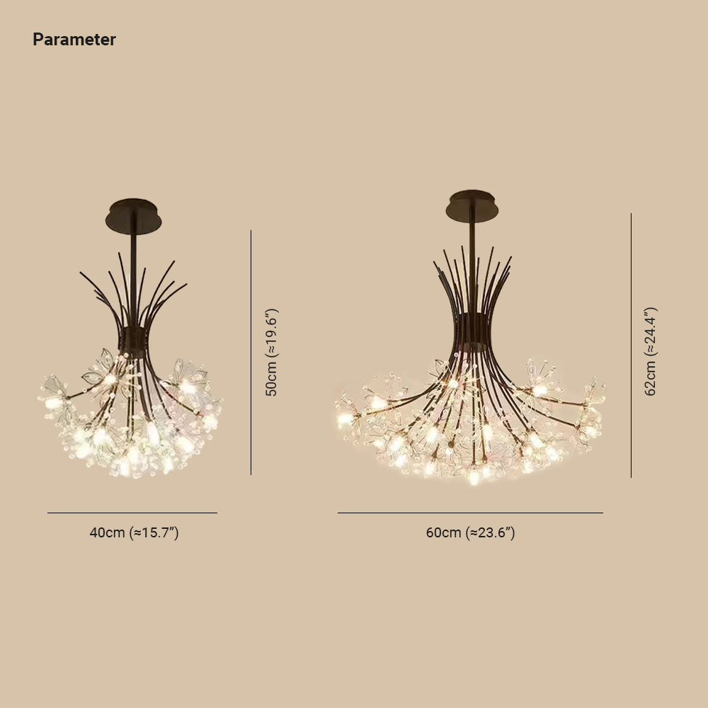 Arisha moderner Art-Deco-Kristall-Sputnik-Kronleuchter, Schwarz/Gold