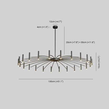 Arisha Modern Blown Linear Metal Multi-heads Chandelier