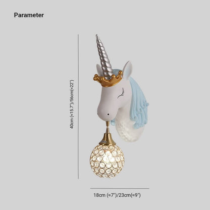 Arisha Modern Unicorn/Strawberry Art Wall Lamp, Pink/Blue