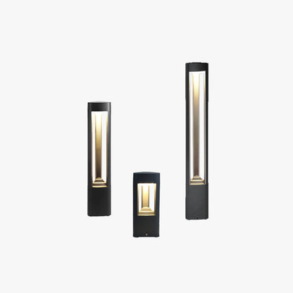 Ray Contemporary Metal Triangular Hollow Outdoor Path Light, Black