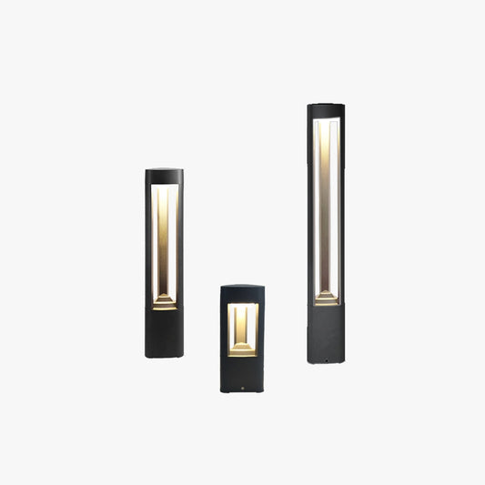Ray Contemporary Metal Triangular Hollow Outdoor Path Light, Black