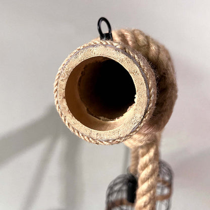 Silva Vintage 3 Heads Wood Rope Pendant Light