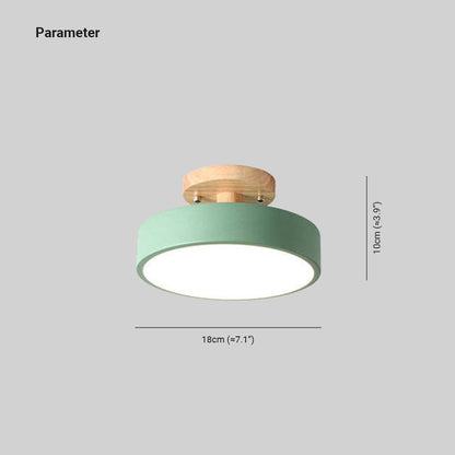 Orya Round LED Flush Mount Ceiling Light Modern Wood Colorful
