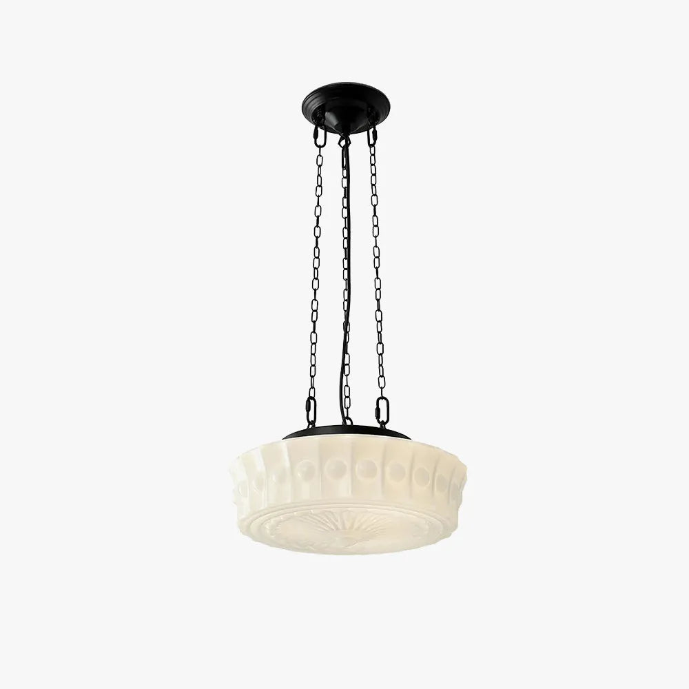 Valentina Vintage French Country Dome Pendant Light, White/Beige