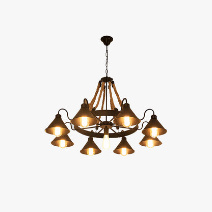 Epoch Vintage Industrial Rope Chandelier  Living Room