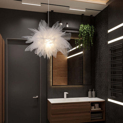 Arisha Lampe à suspension moderne en tissu à fleurs, chambre à coucher, blanc