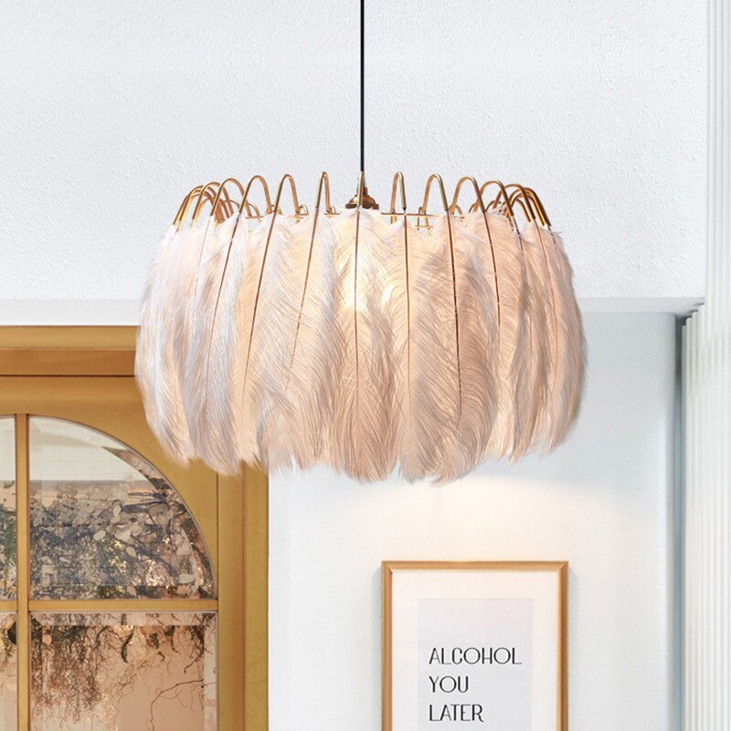 O'Moore Lampe à suspension élégante en forme de plume, noir/blanc, chambre/salon