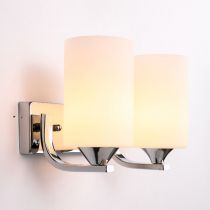 Tiffany Minimalism Cylindrical Metal Glass Art Vanity Wall Lamp, Black/Chrome