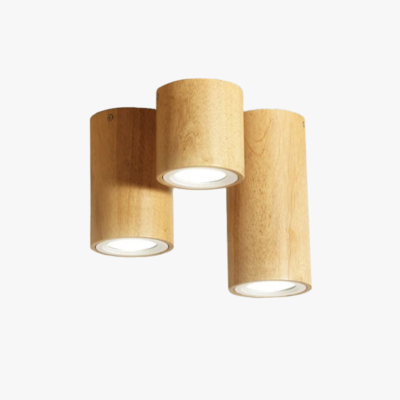 Plafonnier moderne en bois Muto, cylindrique, couloir/balcon