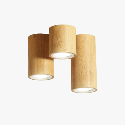 Plafonnier moderne en bois Muto, cylindrique, couloir/balcon