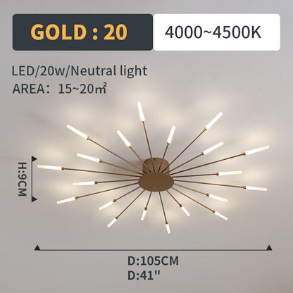Wesley Flush-Mount Ceiling Light Fireworks, Black/Gold