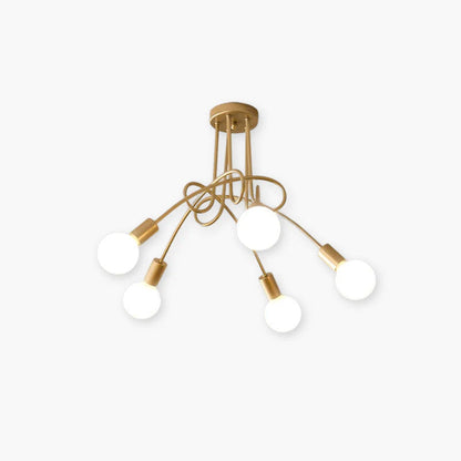 Arisha Modern Linear Curve Metal Ceiling Light, Dining Room/Living Room