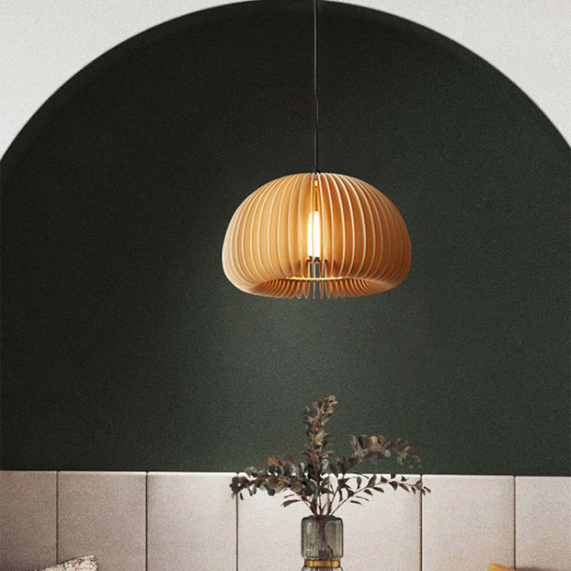Muto Pumpkin Pendant Light, Wood
