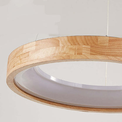Muto Modern Ring Wood Pendant Light