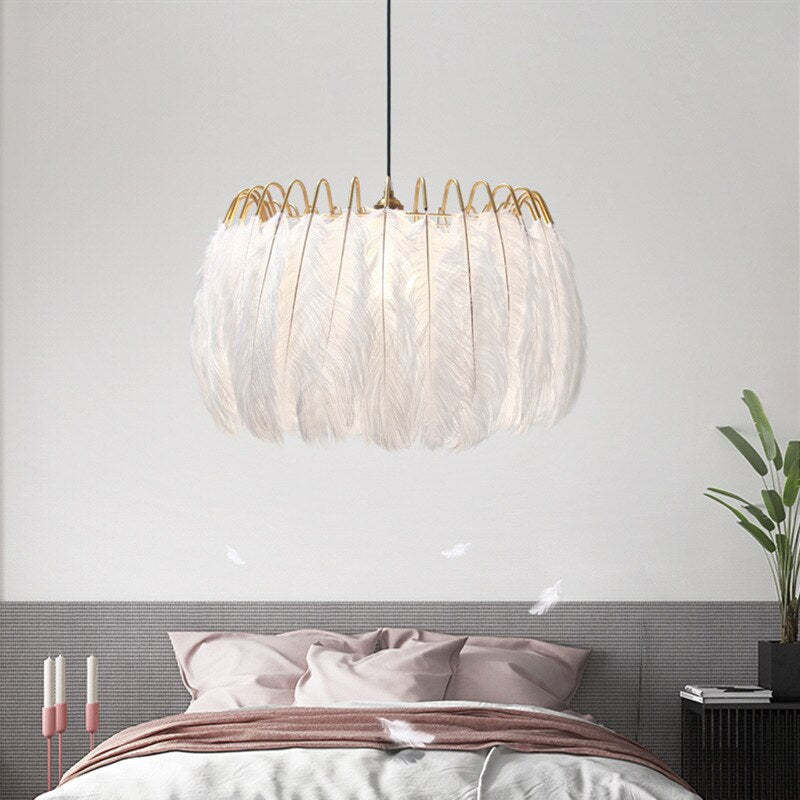 O'Moore Lampe à suspension élégante en forme de plume, noir/blanc, chambre/salon