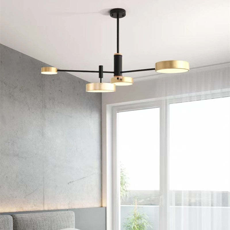 Arisha Pendelleuchte LED, Metall & Holz, Grau/Weiß/Gold