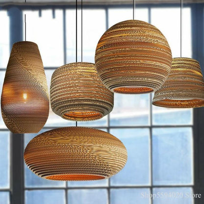 Lampe à suspension en papier rustique pastorale Muto Silkworm
