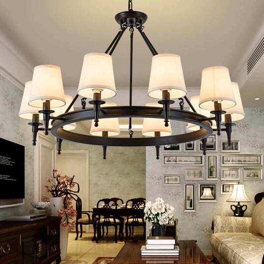 Lustre Silva vintage en métal et tissu, Noir/Cuivre